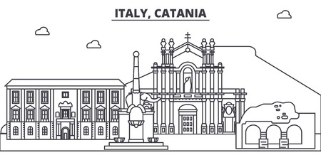 450x225 Italy, Catania Line Skyline Vector Illustration Italy, Catania Linear