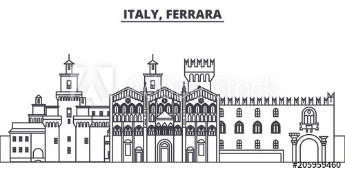 500x250 Italy, Ferrara Line Skyline Vector Illustration Italy, Ferrara