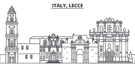 450x225 Italy, Lecce Line Skyline Vector Illustration Italy, Lecce Linear