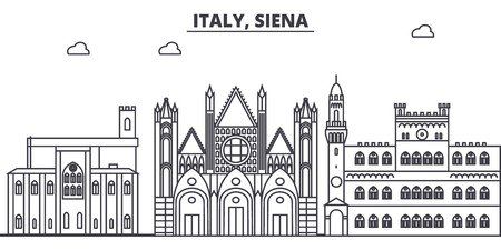 450x225 Italy, Siena Line Skyline Vector Illustration Italy, Siena Linear