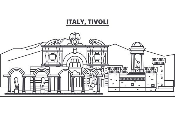 Italy, Tivoli Line Skyline Vector 600x400 Italy, Tivoli Line Skyline Vector
