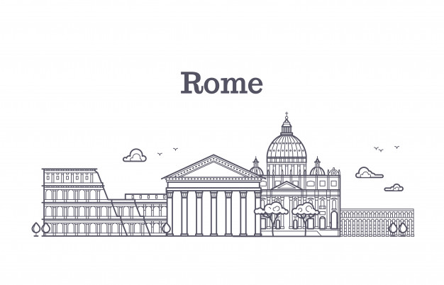626x402 Italy Rome Architecture, Europe Skyline Vector Linear Collection