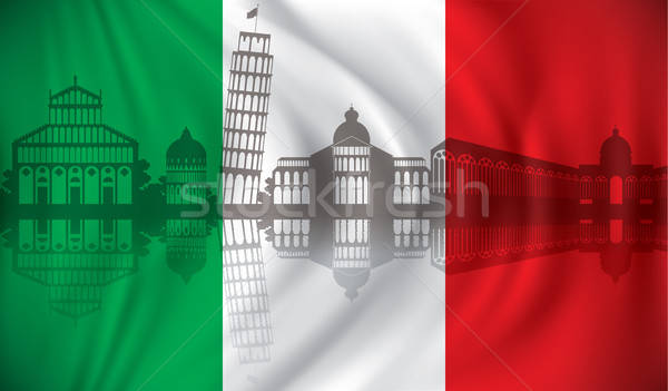 Flag Of Italy With Pisa Skyline Vector Illustration Ojal 600x351 Flag Of Italy With Pisa Skyline Vector Illustration Ojal