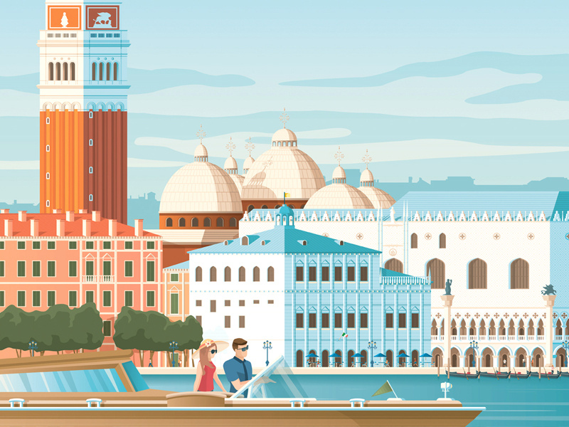 Venice Italy Retro Travel Poster Illustration 800x600 Venice Italy Retro Travel Poster Illustration
