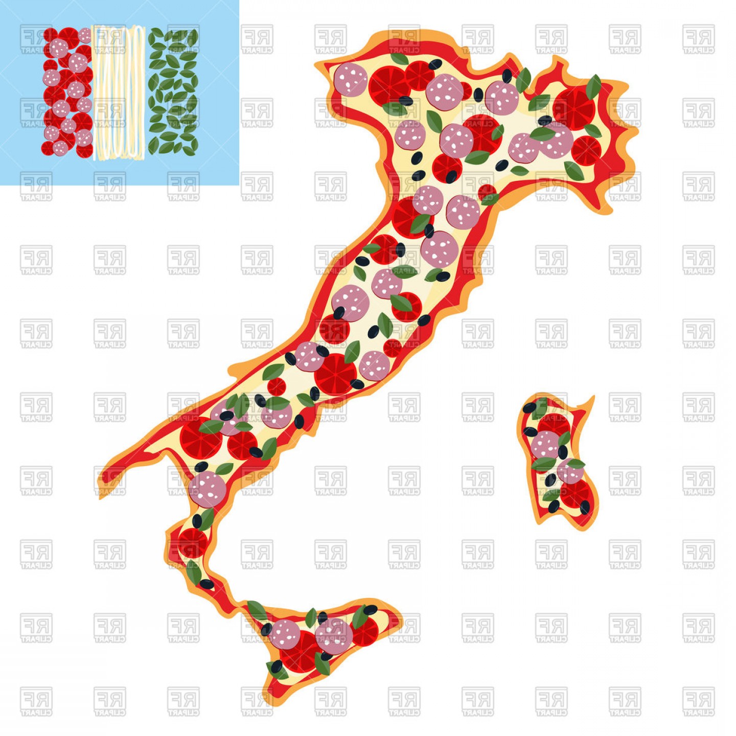1440x1440 Pizza In Shape Of A Map Of Italy Vector Clipart Newwaysys