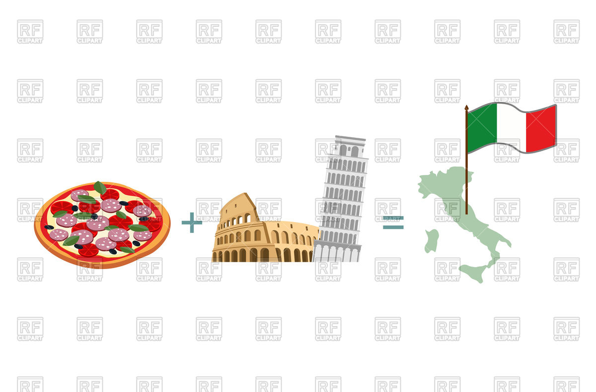 1200x791 Pizza And Italian Characters Attractions Map And Flag Of Italy