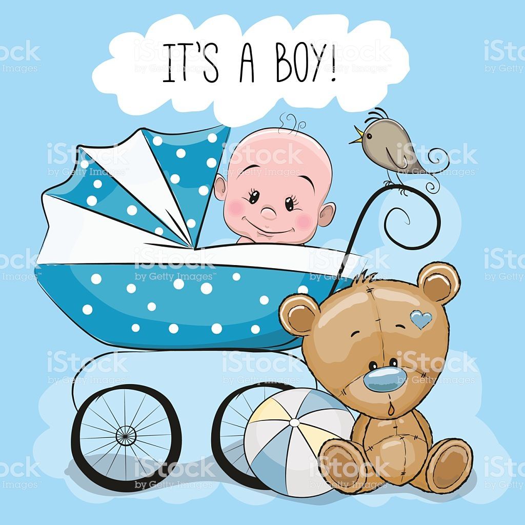 Greeting Card Its A Boy With Baby Carriage And Teddy Bear People 1024x1024 Greeting Card Its A Boy With Baby Carriage And Teddy Bear People