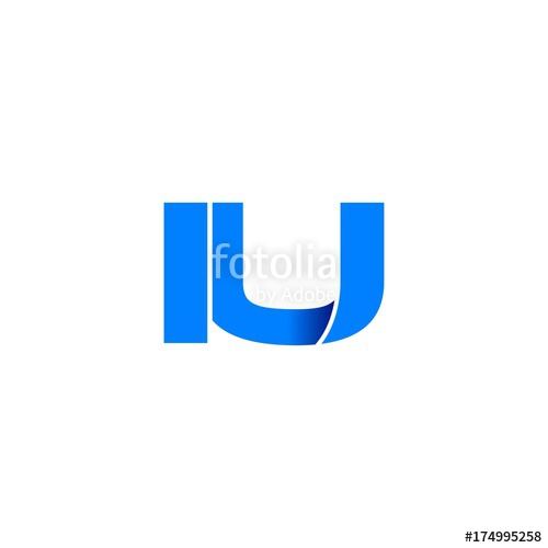 500x500 Iu Logo Initial Logo Vector Modern Blue Fold Style Stock Image