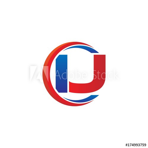 500x500 Iu Logo Vector Modern Initial Swoosh Circle Blue And Red