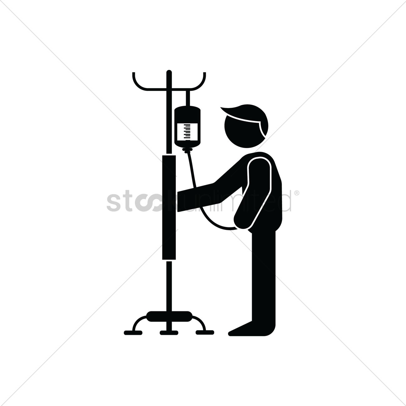 Man Standing With Iv Drip Vector Image 1300x1300 Man Standing With Iv Drip Vector Image