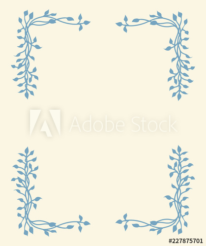 419x500 Hand Drawn Ivy Vine Corner Design Element In Blue On Yellow