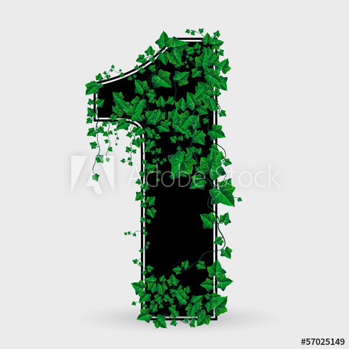 Ivy Leaf Decorated Vector Number One 500x500 Ivy Leaf Decorated Vector Number One