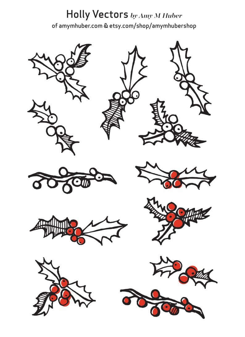 794x1093 Hand Drawn Holiday Ivy Vector Graphics Etsy