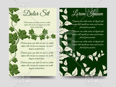 400x300 Floral Brochure With Green Branches, Green Ivy Vector Image