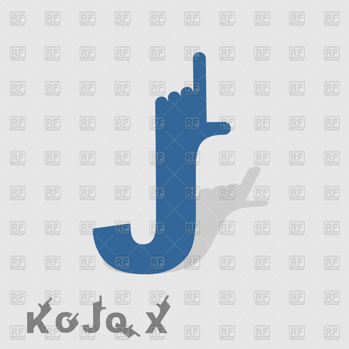 1200x1200 Letter J, Logo Letters With Hand, Finger Pointing Vector Image