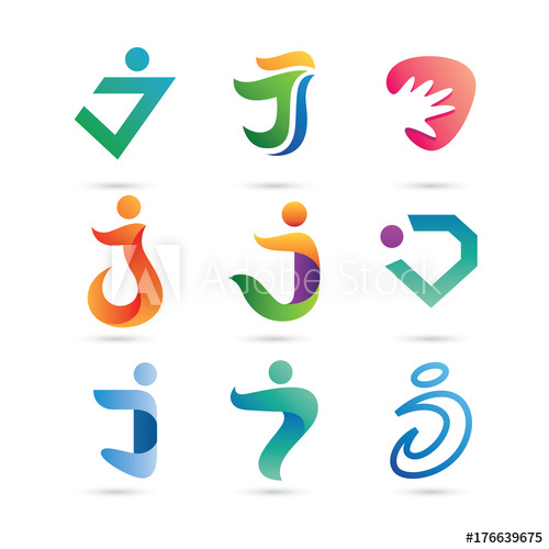 500x500 Set Of Letter J Logo Vector