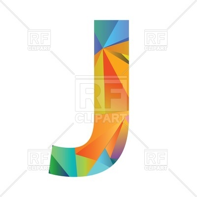 400x400 Motley Polygonal Font, Letter J Vector Image Of Signs, Symbols