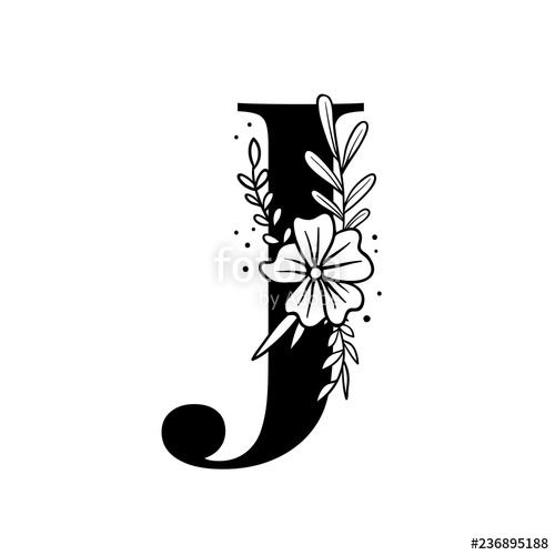 500x500 Botanical Capital Letter J Vector Stock Image And Royalty Free