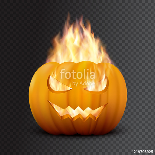 Realistic Vector Halloween Pumpkin With Scary Face Burning Jack O 500x500 Realistic Vector Halloween Pumpkin With Scary Face Burning Jack O