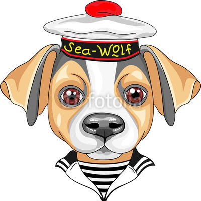400x400 Vector Cartoon Dog Jack Russell Terrier Sailor Wall Mural Trip