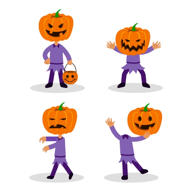 640x640 Jack Pumpkin Lantern Flat Character Set, Pumpkin, Jack, Party Png