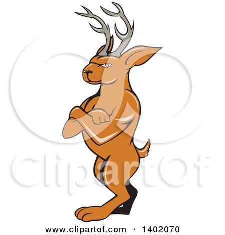450x470 Clipart Of A Cartoon Jackalope Standing With Folded Arms