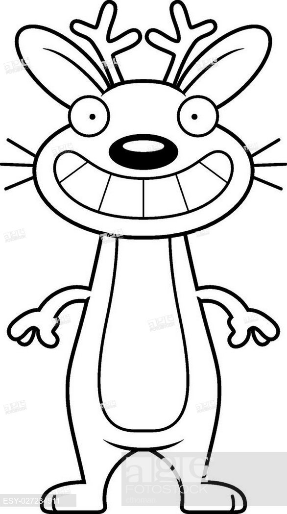 586x1049 A Cartoon Illustration Of A Jackalope Looking Happy, Stock Vector