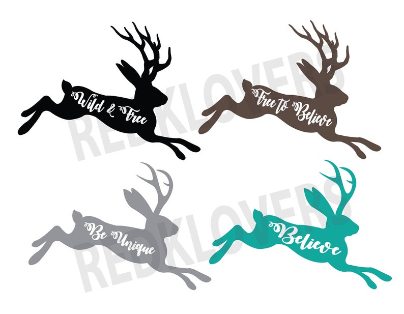 794x617 Dxf Silhouette Rabbit Antlers Jackrabbit Jackalope Etsy