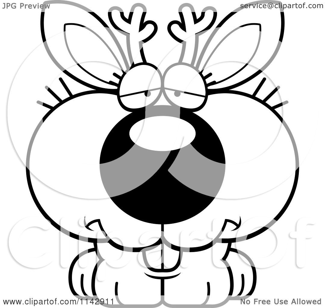 1080x1024 Cartoon Clipart Of A Black And White Cute Depressed Jackalope