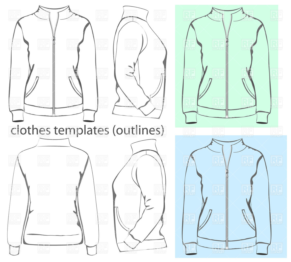 1200x1082 Women's Sports Jacket With Zipper And Pockets Vector Image