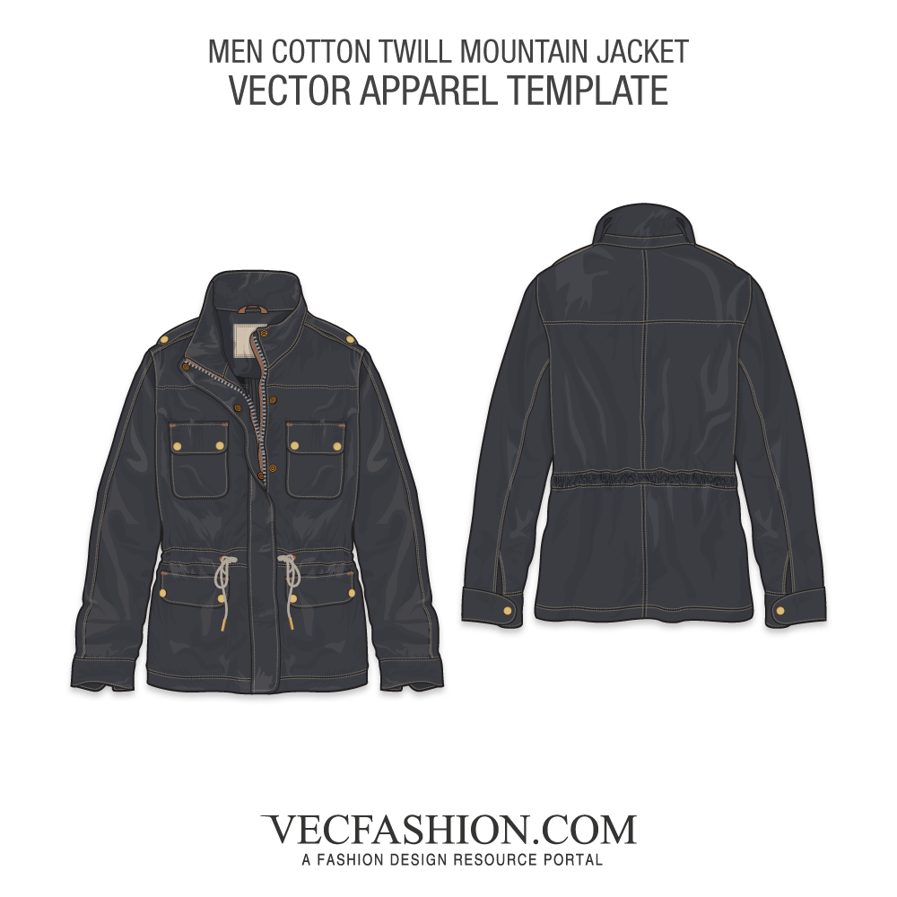 Men Cotton Twill Mountain Jacket Vector Template 1000x1000 Men Cotton Twill Mountain Jacket Vector Template