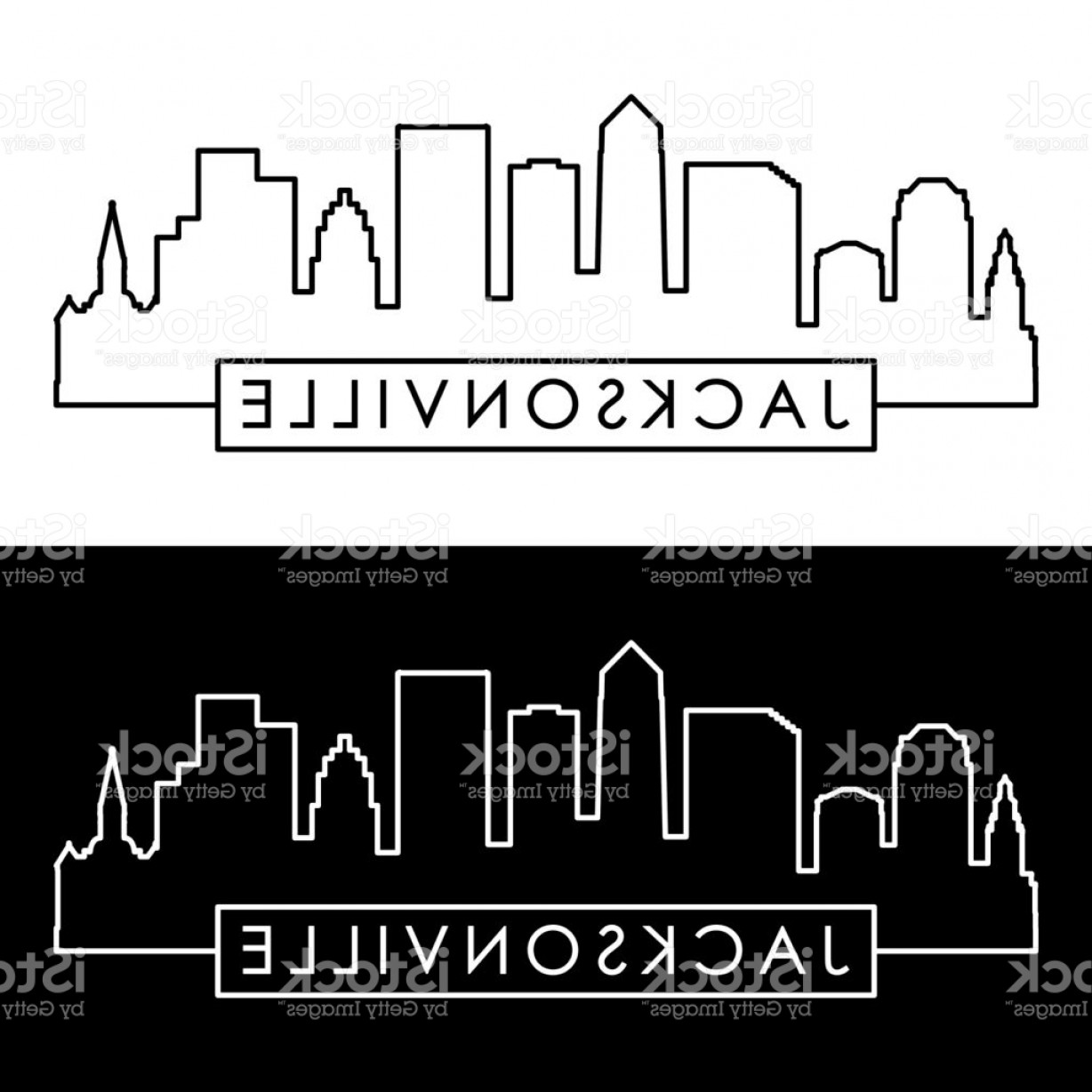 1228x1228 Jacksonville Skyline Linear Style Editable Vector Gm