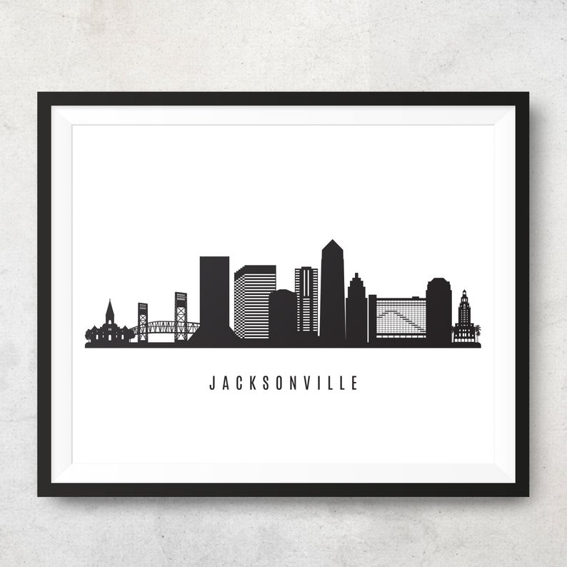 794x794 Jacksonville Skyline Printable Jacksonville Florida Black Etsy