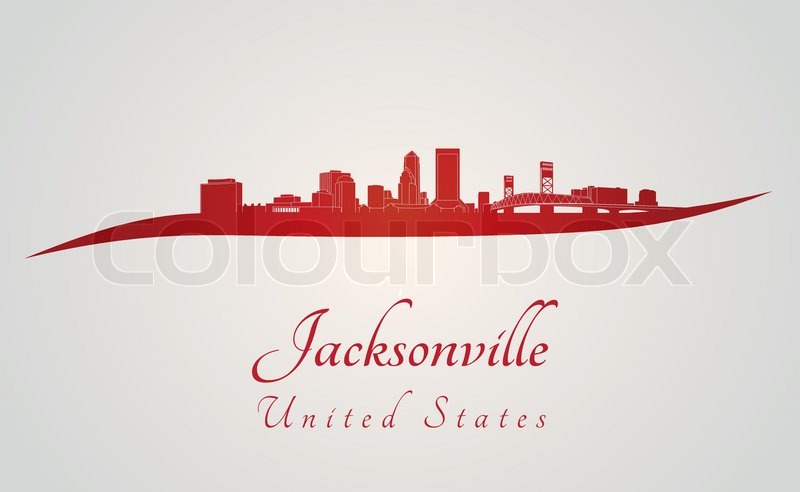 800x492 Jacksonville Skyline In Red And Gray Stock Vector Colourbox