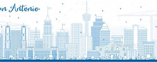 520x206 Vector Building Outline Jacksonville Skyline With Blue Buildings