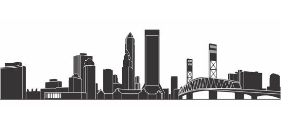570x257 Black And White Skyline City Of Jacksonville Inches Wide X