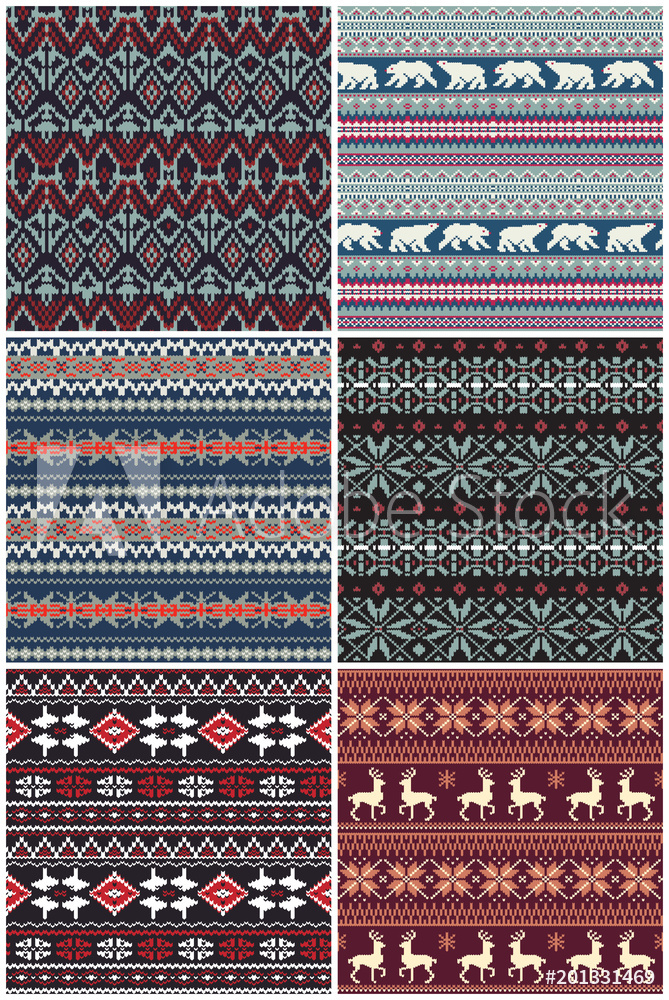 669x1000 Photo Art Print Vector Nordic Jacquard Knitted Seamless Pattern