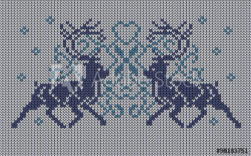 500x310 Seamless Vector Knitted Background, Deers, Jacquard Pattern