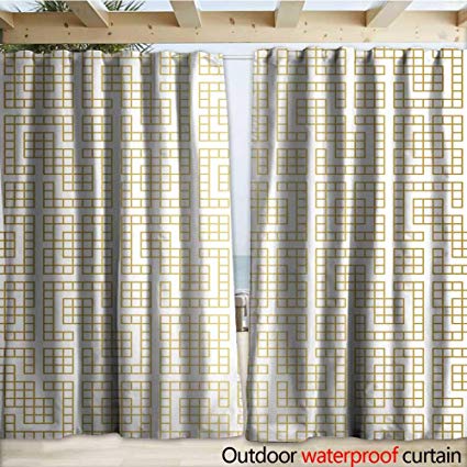 425x425 Warmfamily Home Patio Outdoor Curtain Golden Abstract