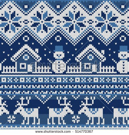 450x470 Christmas Seamless Pattern With Ornaments Of A Jacquard Knitting