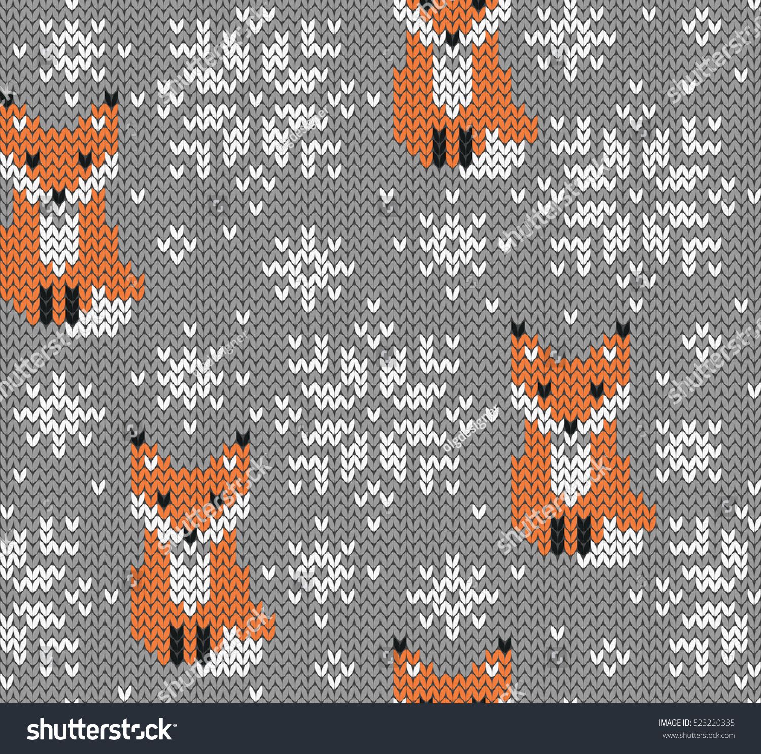 1500x1485 Foxes Jacquard Knitted Seamless Pattern Winter Background