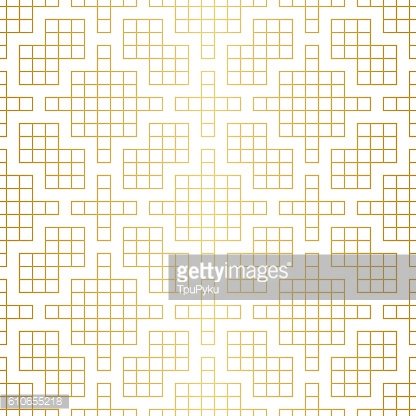 416x416 Golden Abstract Geometric Jacquard Pattern With Rhombus