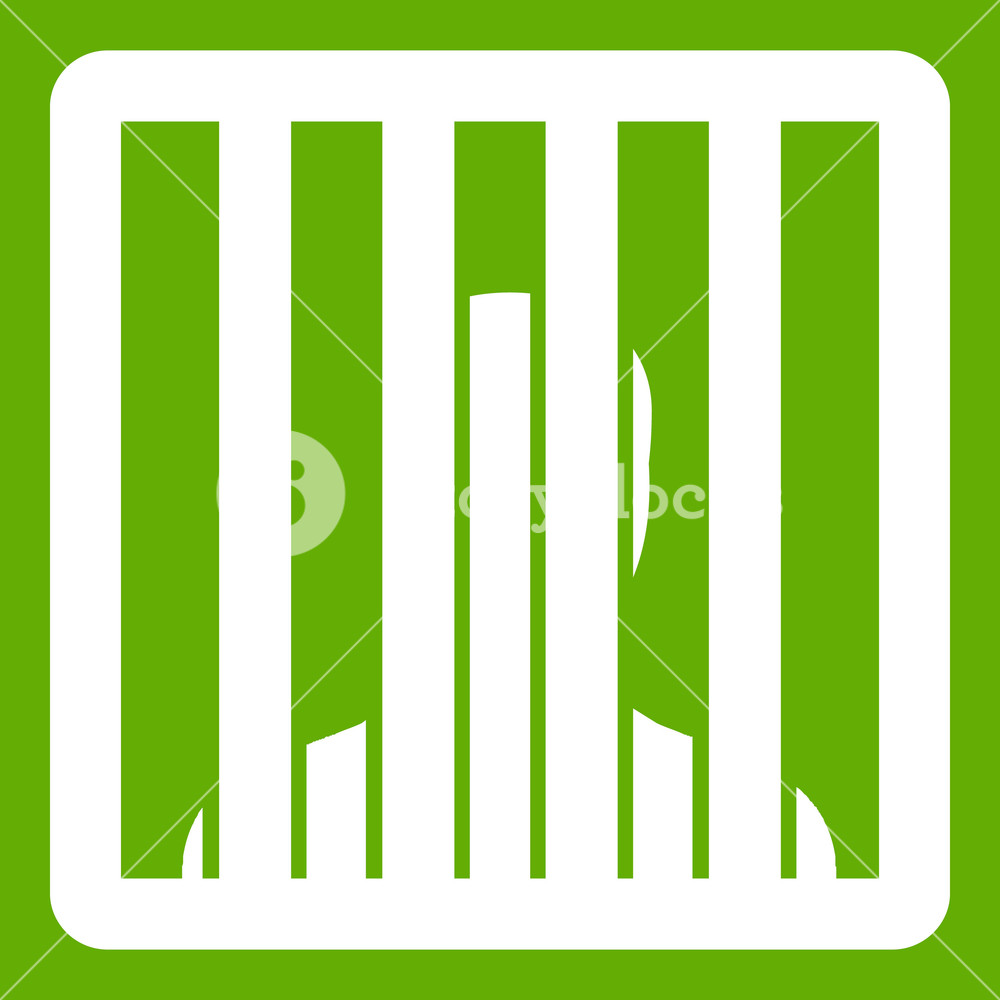 Man Behind Jail Bars Icon White Isolated On Green Background 1000x1000 Man Behind Jail Bars Icon White Isolated On Green Background