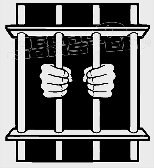 512x560 Locked Behind Bars Jail Vector Decal Sticker
