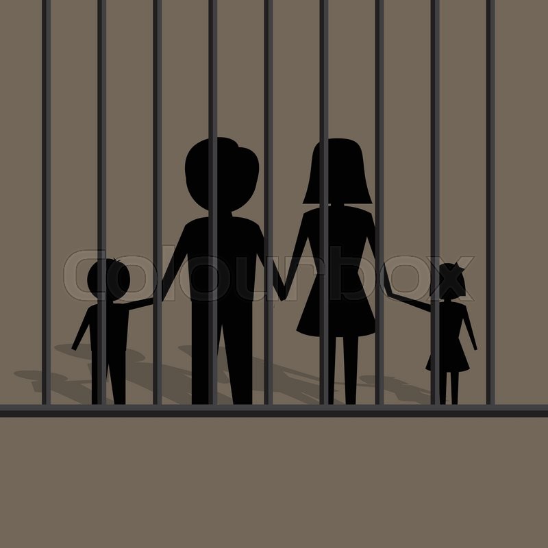 800x800 Silhouette Of Family In Jail Vector Stock Vector Colourbox