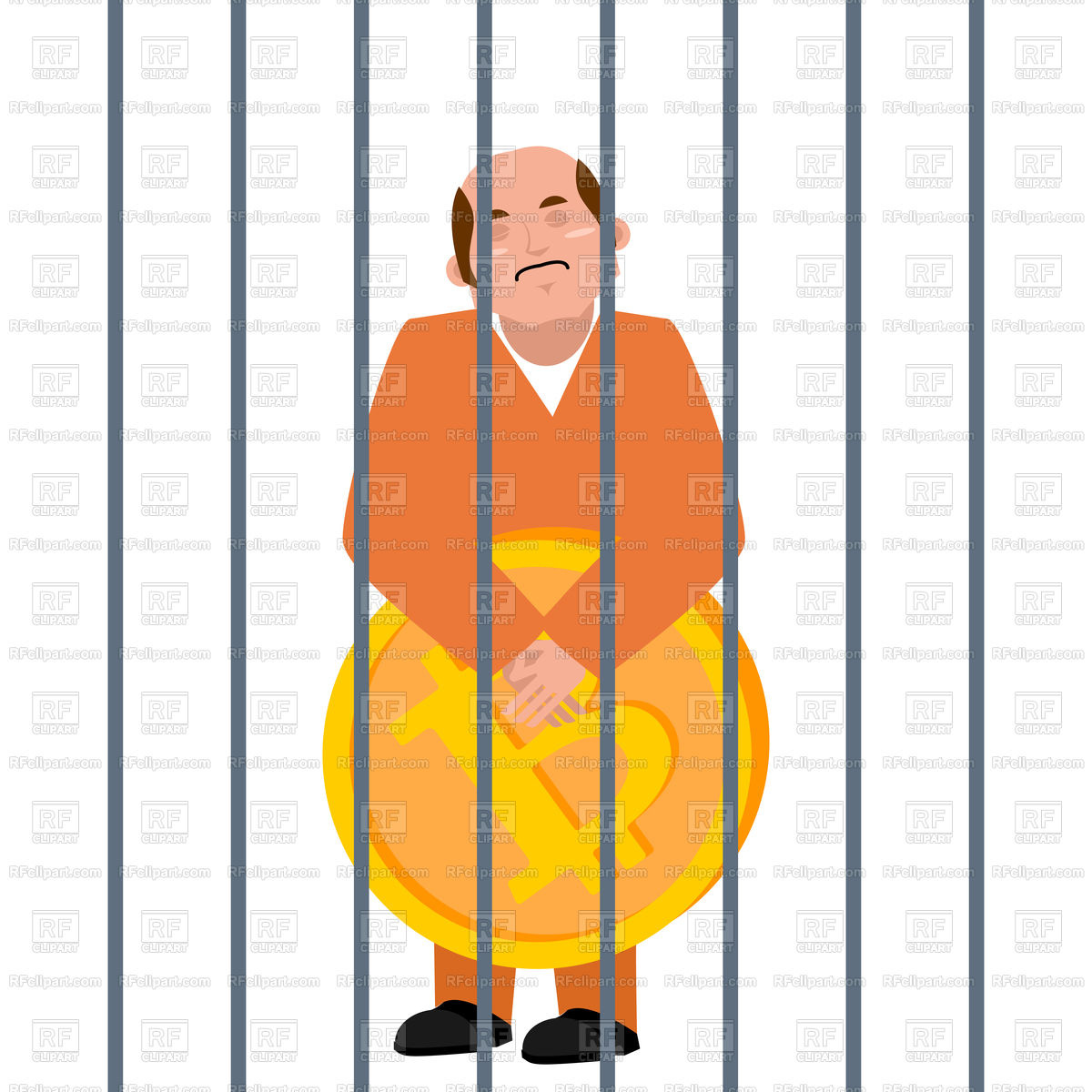 1200x1200 Businessman With Bitcoin In Jail Vector Image Of Business, Finance