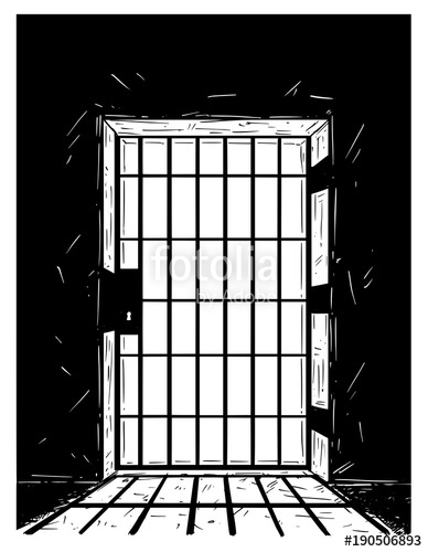 388x500 Cartoon Vector Doodle Drawing Illustration Of Prison Or Jail Door