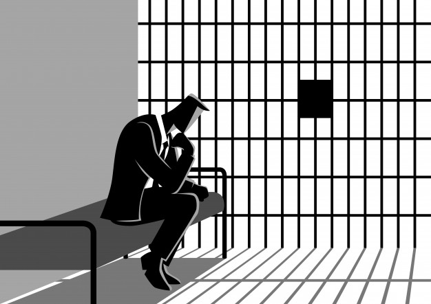 626x442 Illustration Of A Businessman In Jail Vector Premium Download