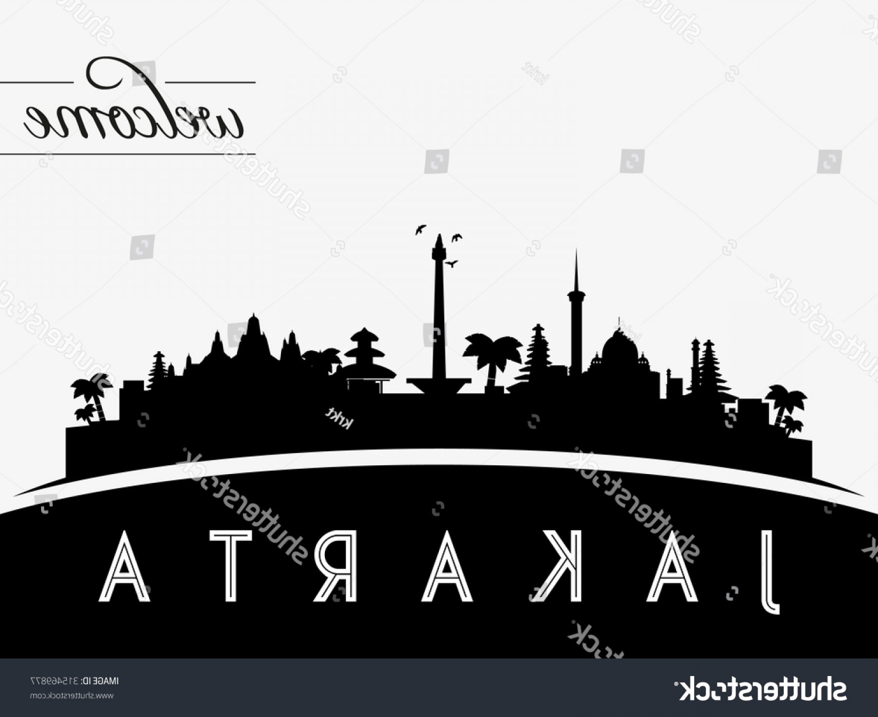 1800x1470 Jakarta Indonesia Skyline Silhouette Black White Catchsplace