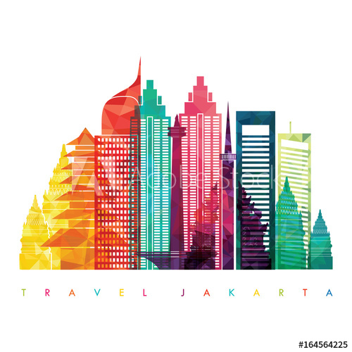 500x500 Jakarta Detailed Skyline Vector Illustration
